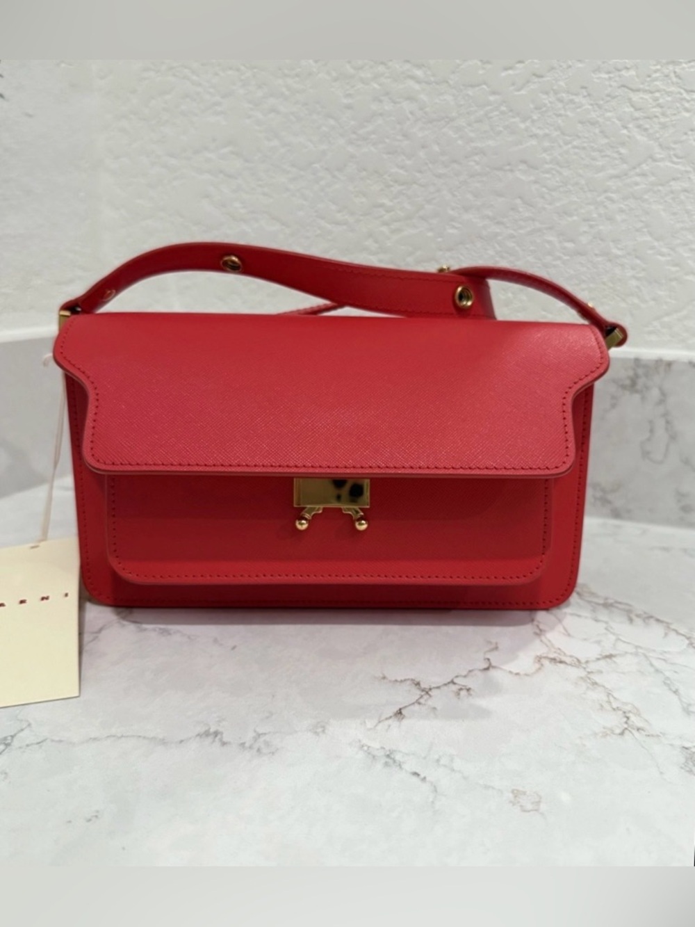 Marni East West fold over Trunk - Cherry Red